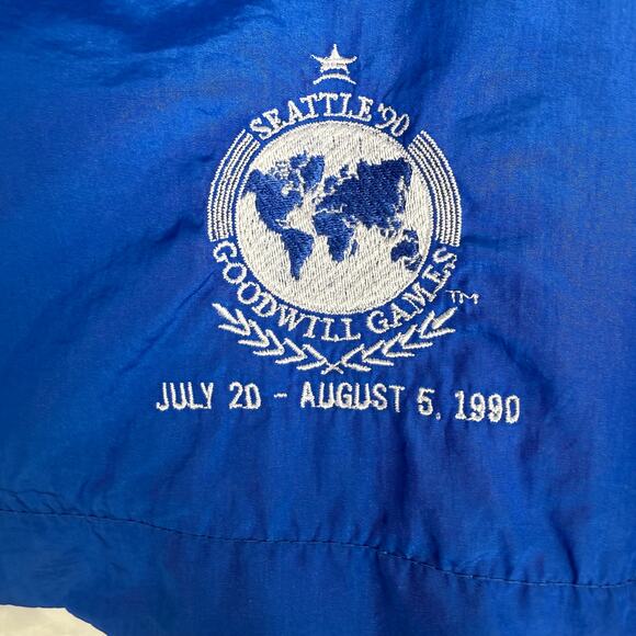 Vintage 1990 Zero 90 Adult Seattle Goodwill Games Retro White/Blue Jacket Medium - Picture 10 of 12